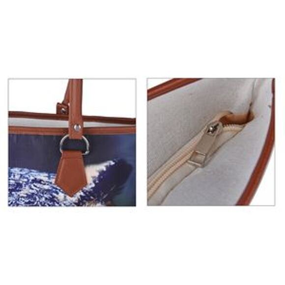 NWOT Navy Realistic Owl Print Pattern Tote Bag with Handle Drop - Picture 5 of 7